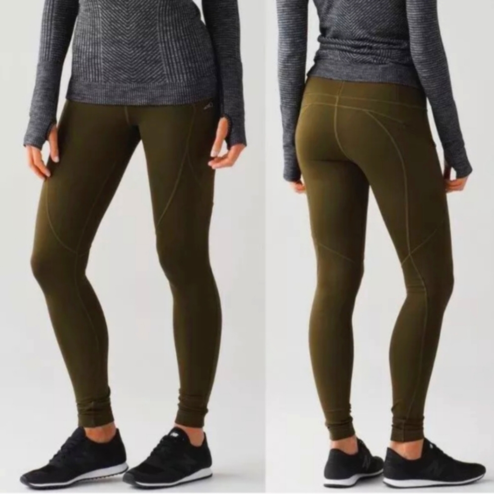 Women's Lululemon First Mile Tech Tight Leggings Military Green Size 6